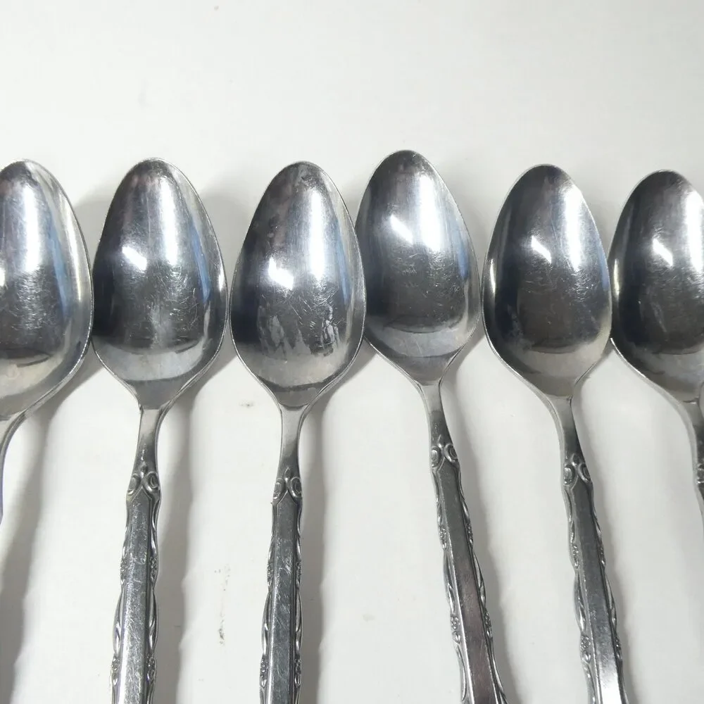 Ekco Eterna Mary Ellen Flatware Lot Stainless 17pcs Teaspoons Soup Spoon Vtg MCM